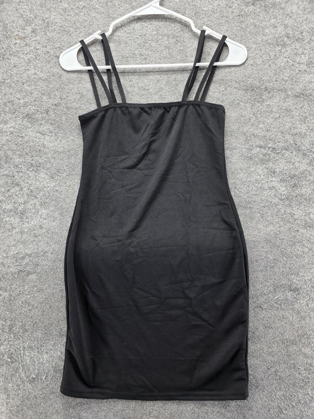 Missguided Dress Womens 6 Black Bodycon Slip Short Square Neck Strappy Jersey